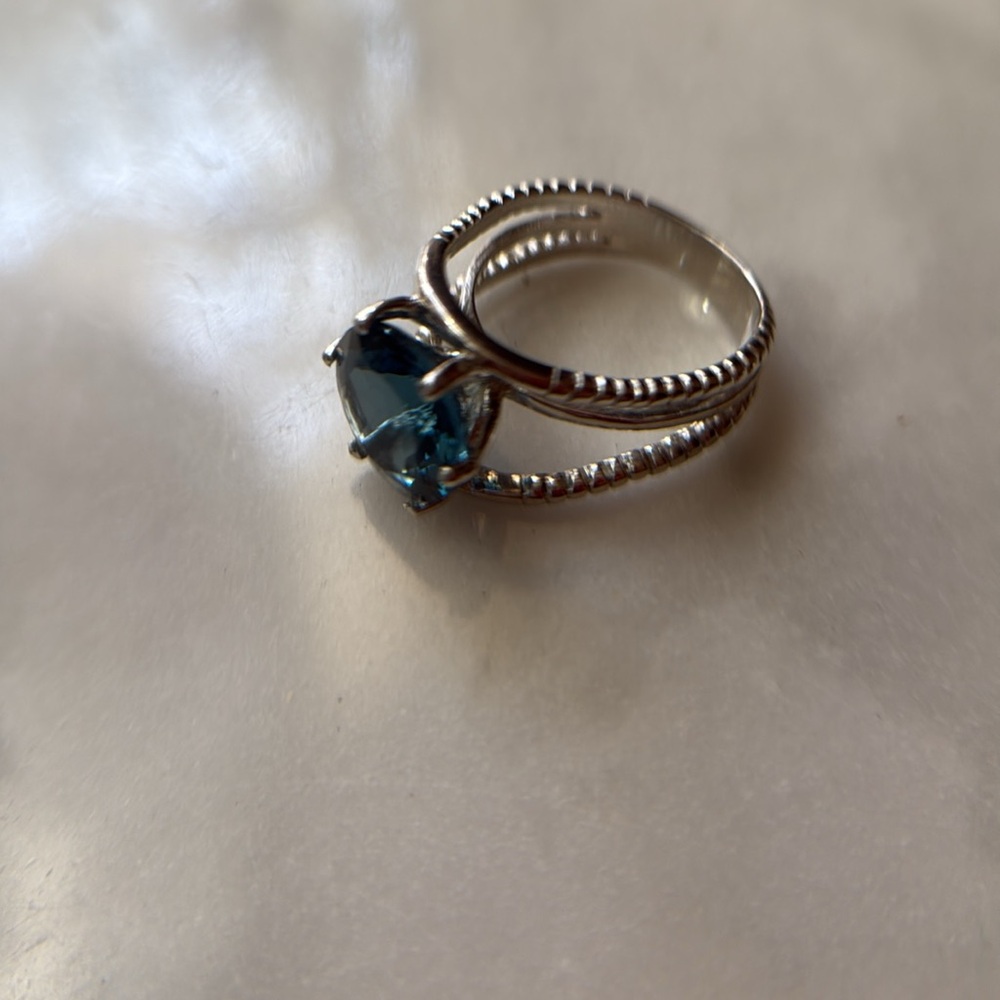 Silver Ring With Deep Blue Gemstone - image 8